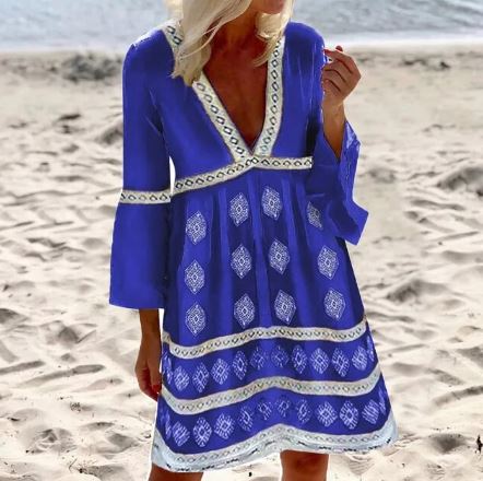 Levoire | Robes D'Été Avec Des Manches Chauve-Souris Robes D'Été Avec Des Manches Larges Bleu