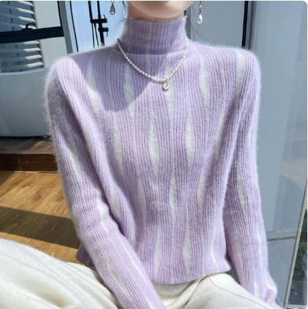 Levoire | Pull Élégant Avec Sensation De Cachemire Et Col Montant Lila