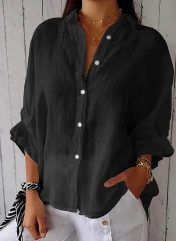 Levoire | Chemise En Lin Ajustée À Manches Longues Noir