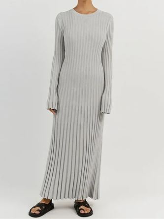 Levoire | Robe En Tricot Longue Style Pour Femmes Gris