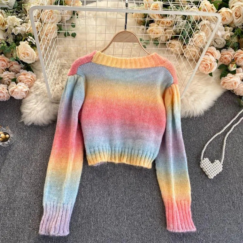 Levoire | Cardigan court rayé arc-en-ciel