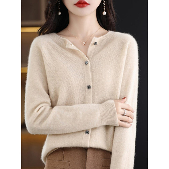 Levoire | Veste En Tricot Classique À Encolure Ronde Pour Femmes Khaki