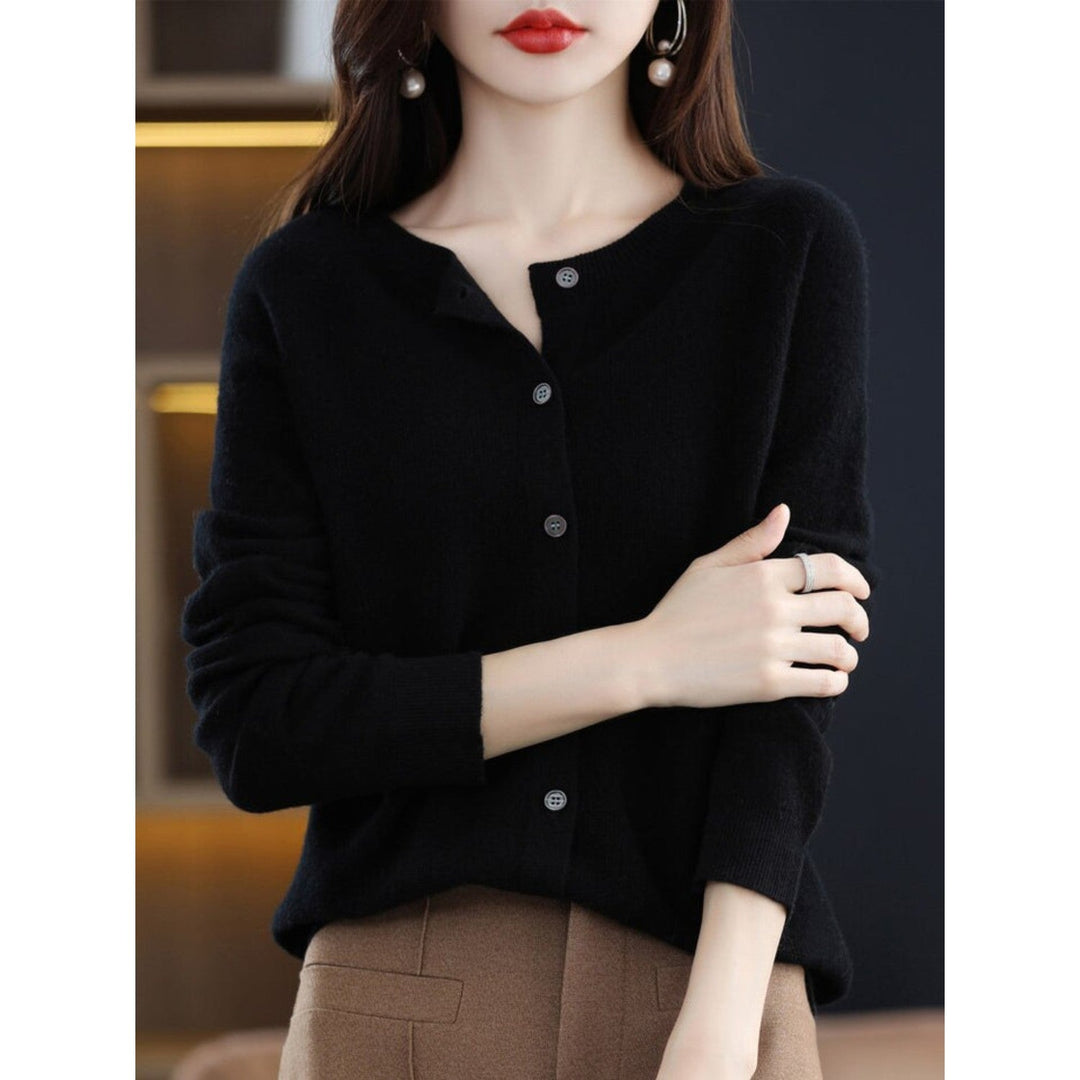 Levoire | Veste En Tricot Classique À Encolure Ronde Pour Femmes Noir