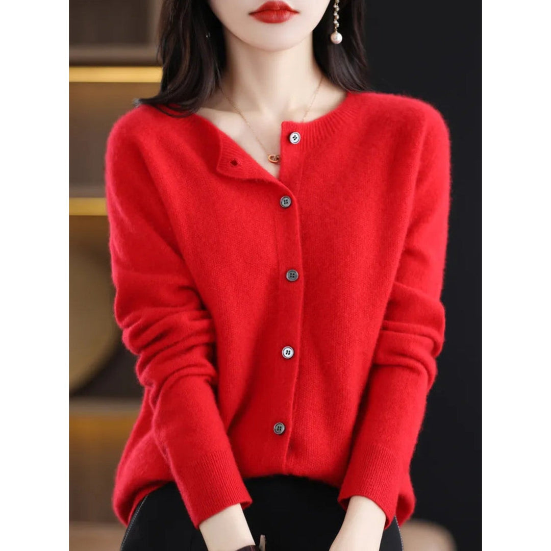Levoire | Veste En Tricot Classique À Encolure Ronde Pour Femmes Rot