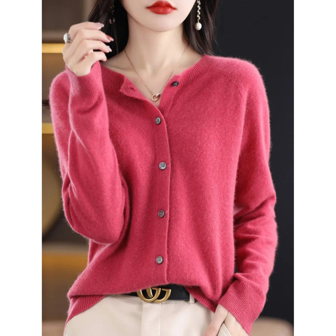 Levoire | Veste En Tricot Classique À Encolure Ronde Pour Femmes Rosa