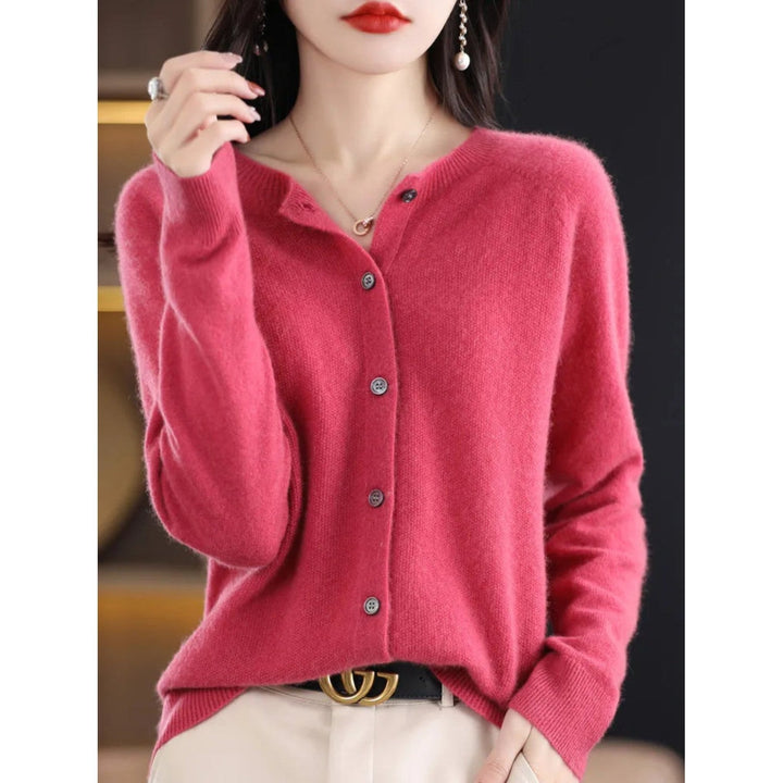 Levoire | Veste En Tricot Classique À Encolure Ronde Pour Femmes Rosa