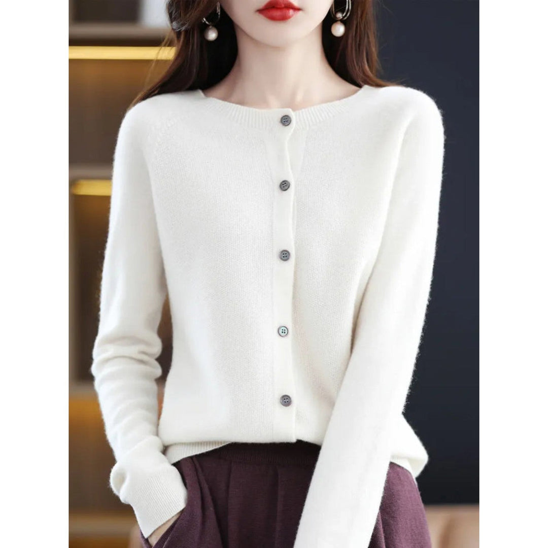 Levoire | Veste En Tricot Classique À Encolure Ronde Pour Femmes Blanc