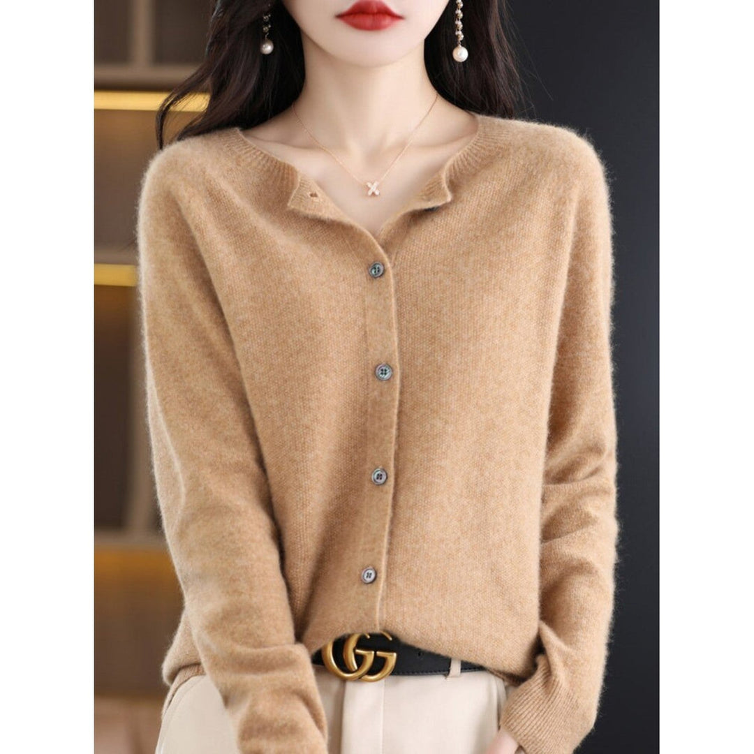 Levoire | Veste En Tricot Classique À Encolure Ronde Pour Femmes Marron clair