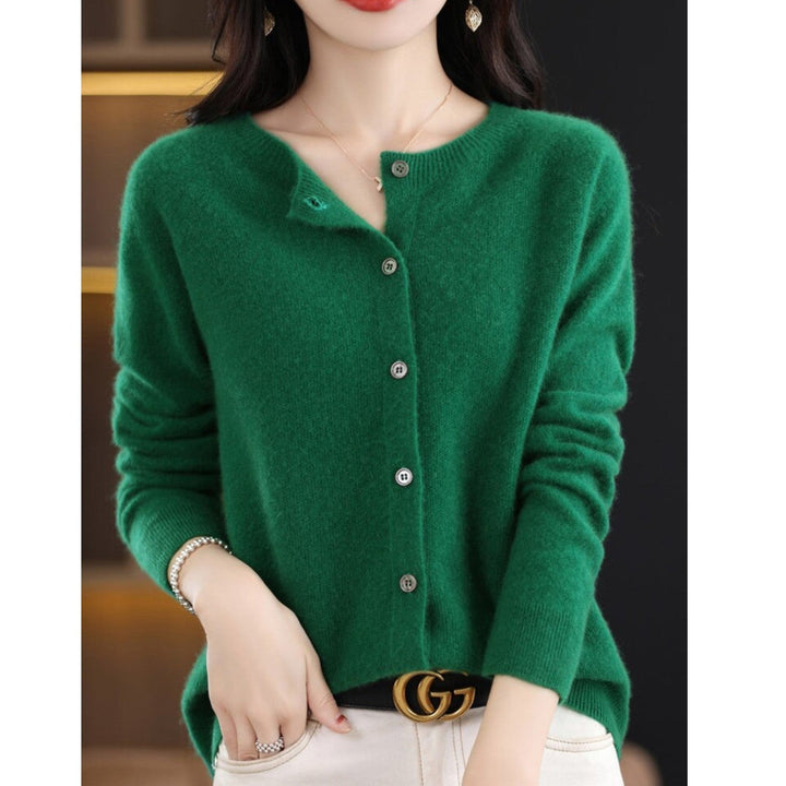 Levoire | Veste En Tricot Classique À Encolure Ronde Pour Femmes Vert