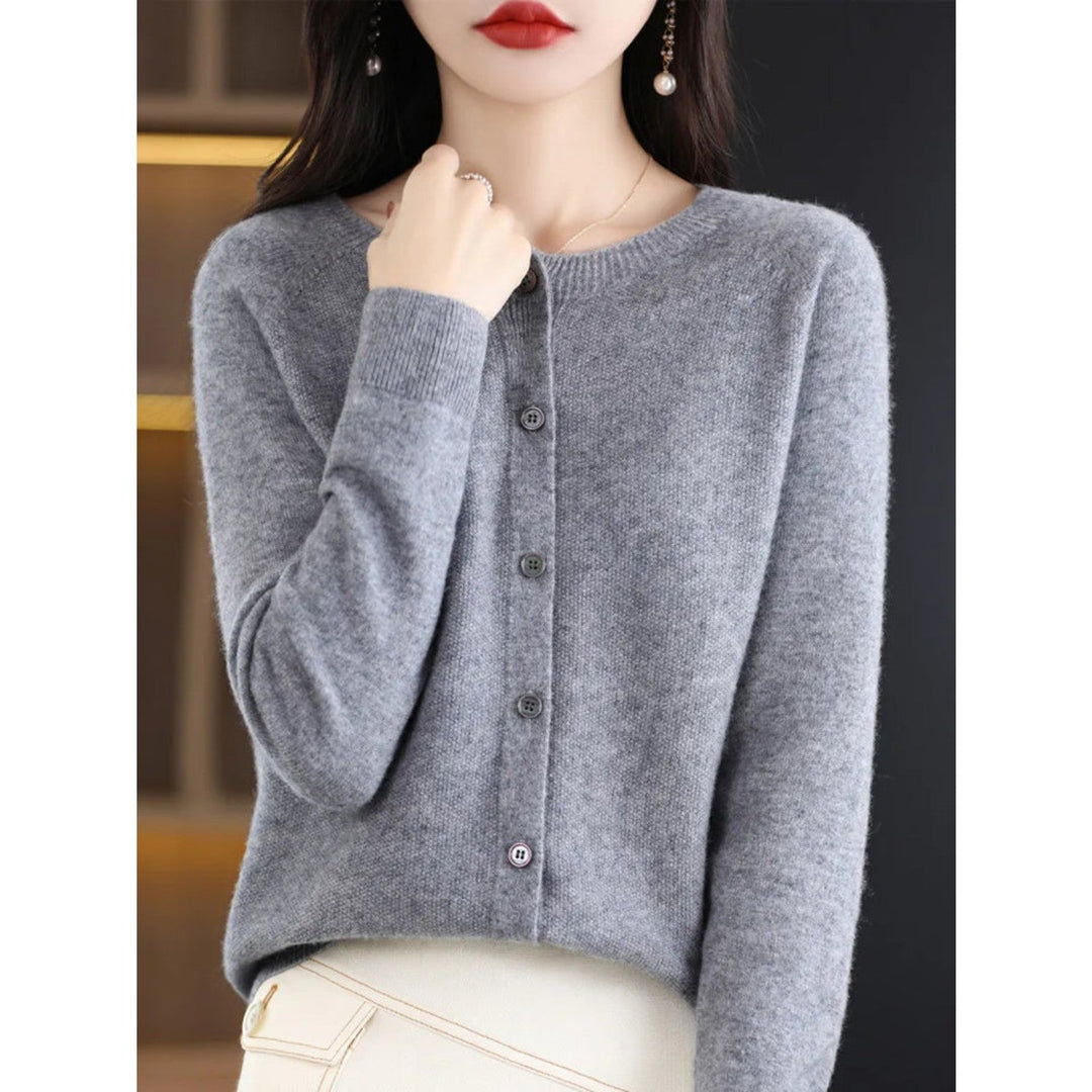 Levoire | Veste En Tricot Classique À Encolure Ronde Pour Femmes Gris