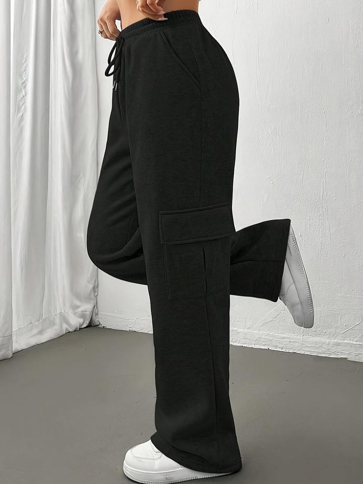 Levoire | Ceinture Élastique Cordon Pantalon De Jogging Large Coupe Pour Femmes Pantalon De Jogging Noir