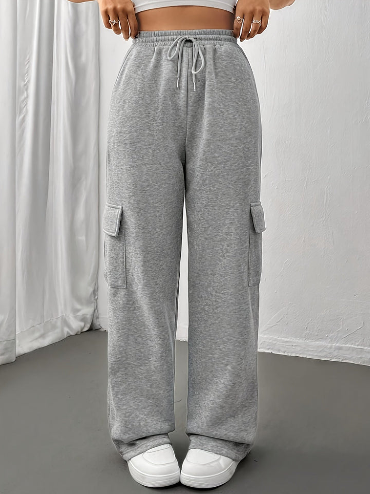 Levoire | Ceinture Élastique Cordon Pantalon De Jogging Large Coupe Pour Femmes Pantalon De Jogging Gris