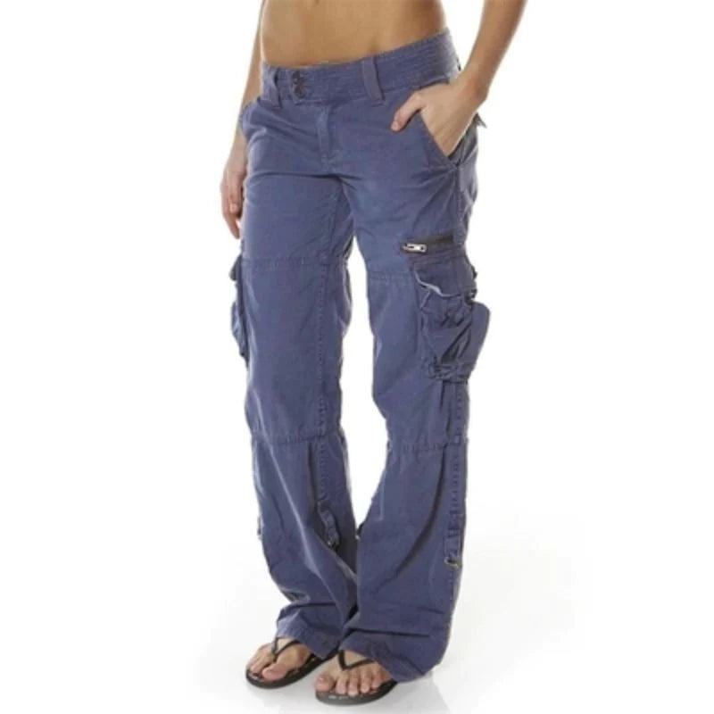 Levoire | Hauteur Basse Sacs Droite Tuyau Pantalon Droit Vêtements Femmes Bleu
