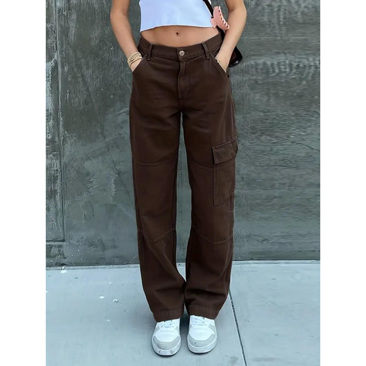 Levoire | Pantalon Coupe Droite Taille Normale Pantalon Ample Femme Braun