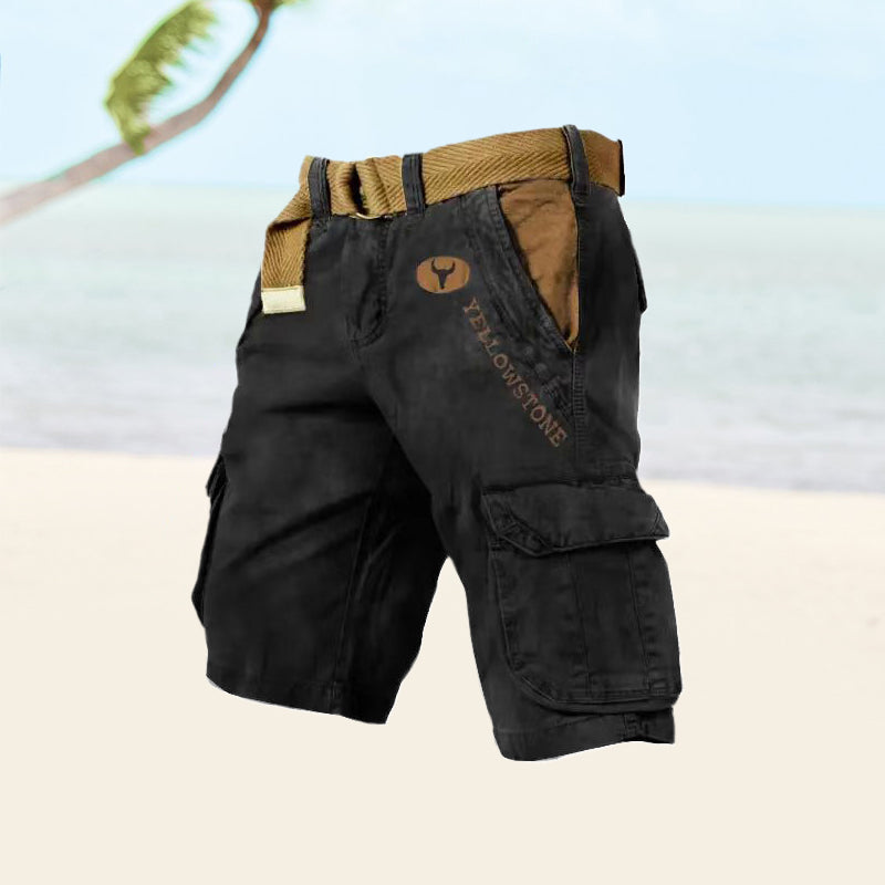 Levoire | Short Pants Pockets Belt Long Short Pants Men Short Pants Noir