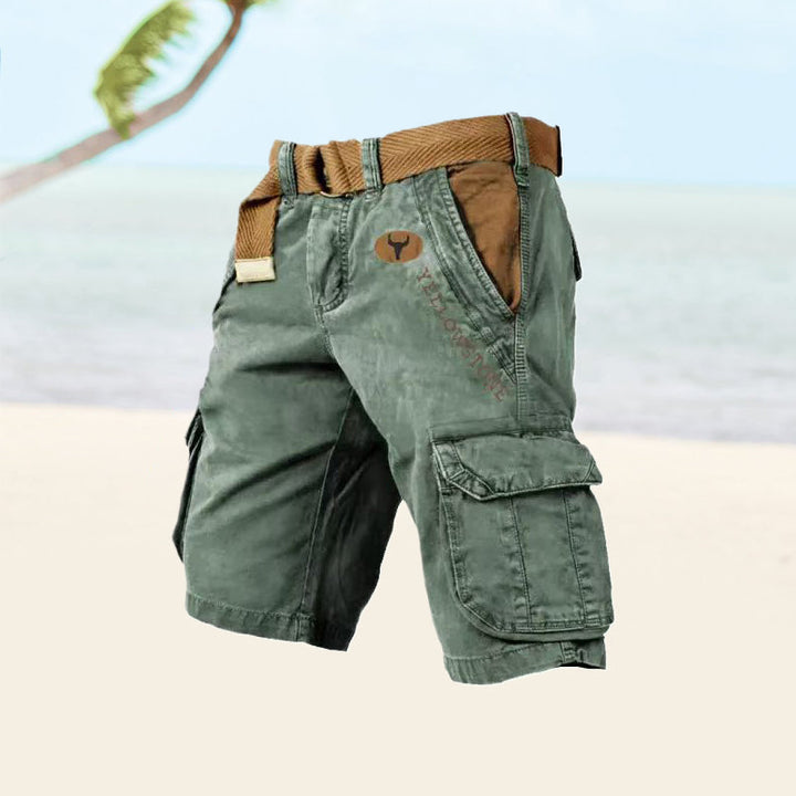 Levoire | Short Pants Pockets Belt Long Short Pants Men Short Pants Vert