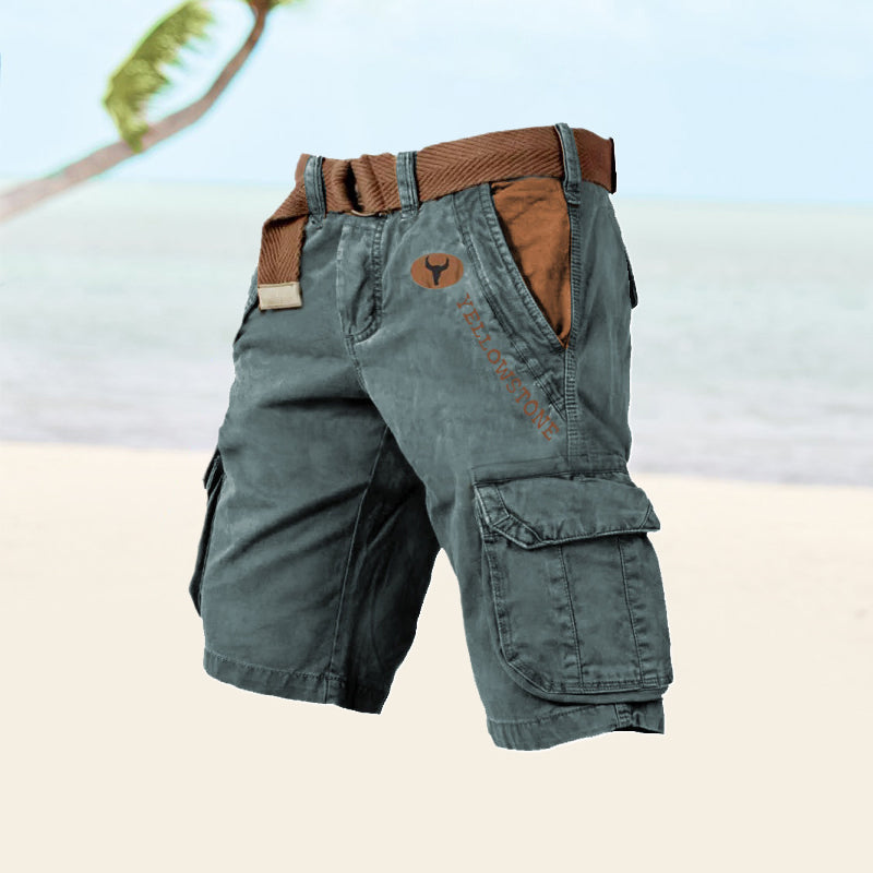Levoire | Short Pants Pockets Belt Long Short Pants Men Short Pants Bleu