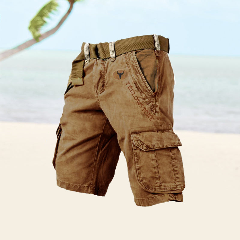 Levoire | Short Pants Pockets Belt Long Short Pants Men Short Pants Braun