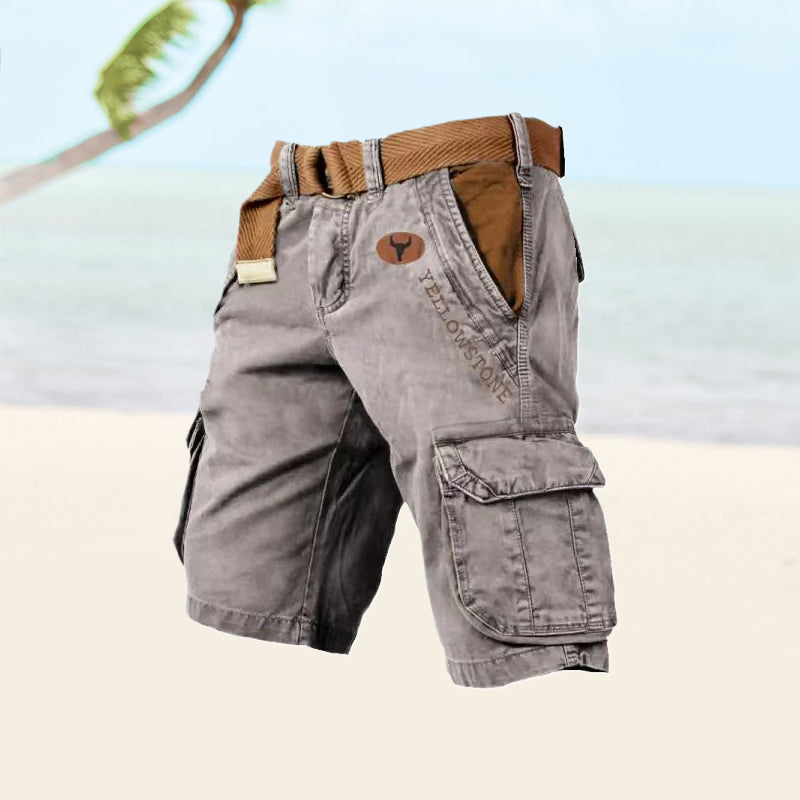 Levoire | Short Pants Pockets Belt Long Short Pants Men Short Pants