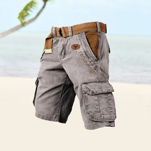 Levoire | Short Pants Pockets Belt Long Short Pants Men Short Pants