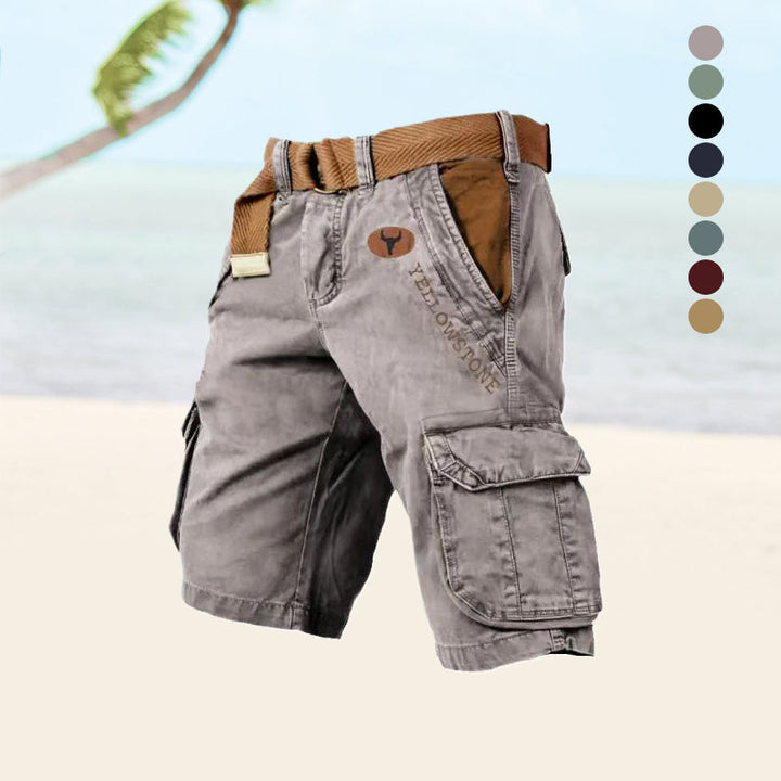 Levoire | Short Pants Pockets Belt Long Short Pants Men Short Pants Gris