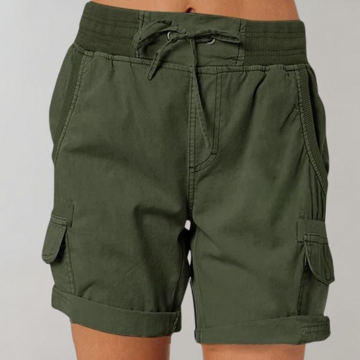 Levoire | Short Pantalon Femme Décontracté Avec Cordons Et Taille Haute Pour L'Extérieur Vert olive