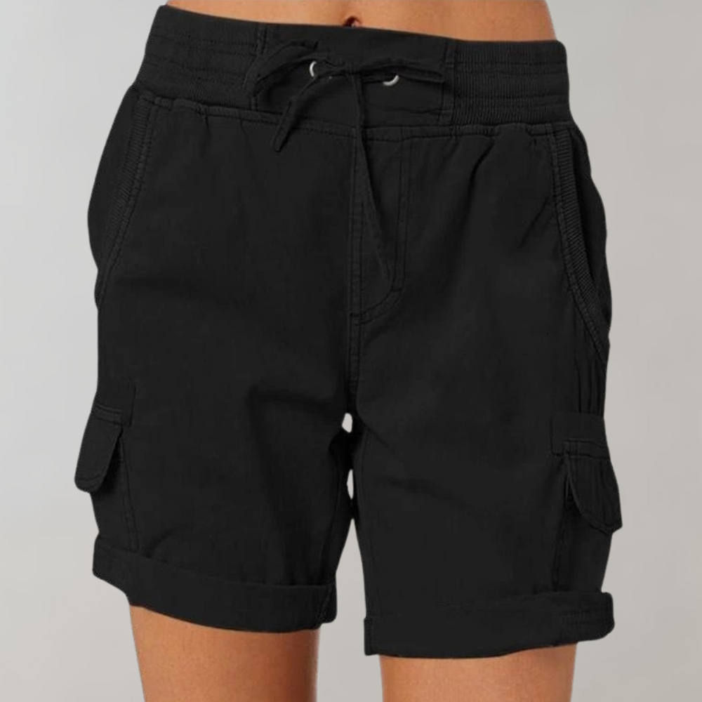 Levoire | Short Pantalon Femme Décontracté Avec Cordons Et Taille Haute Pour L'Extérieur Noir