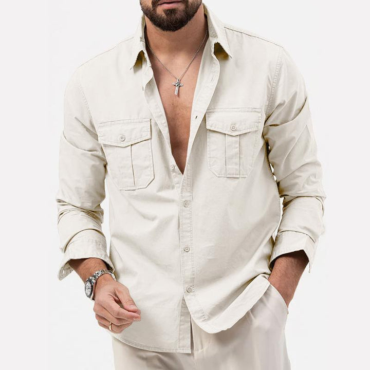 Levoire | Chemise Pour Homme À Manches Longues Avec Patte De Boutonnage Et Poches Blanc