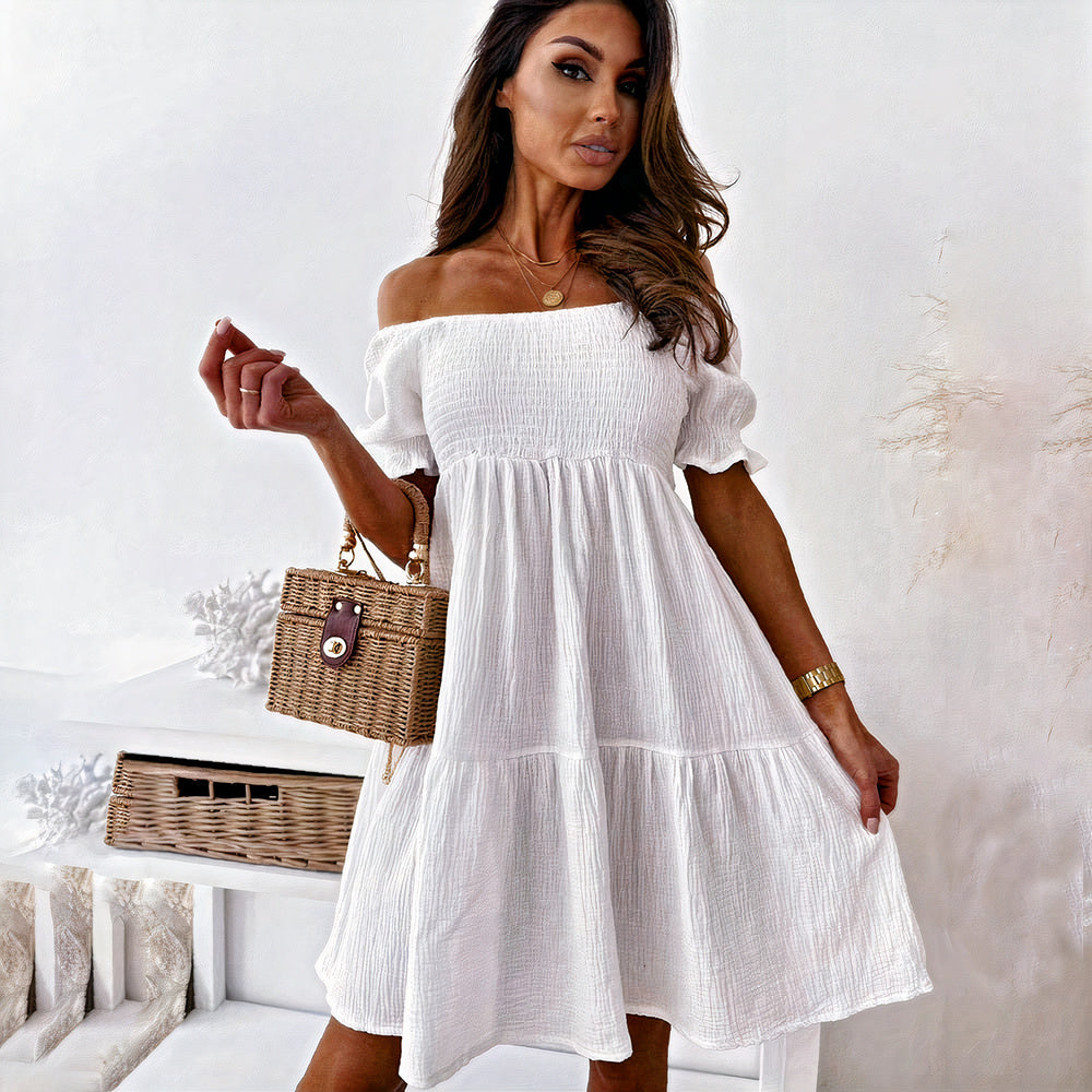 Levoire | Robe D'Été Sans Épaules Pour Femmes Blanc