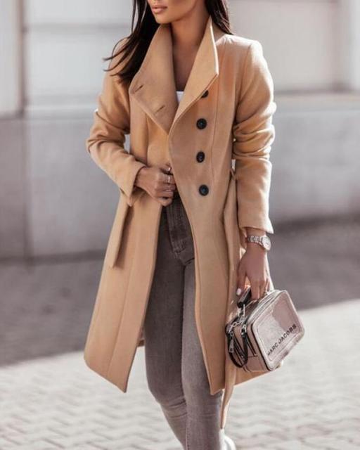 Levoire Langer Manteau Femme Avec Boutonnière Devant Et Ceinture