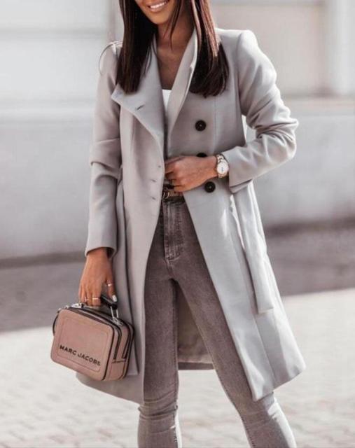 Levoire Langer Manteau Femme Avec Boutonnière Devant Et Ceinture