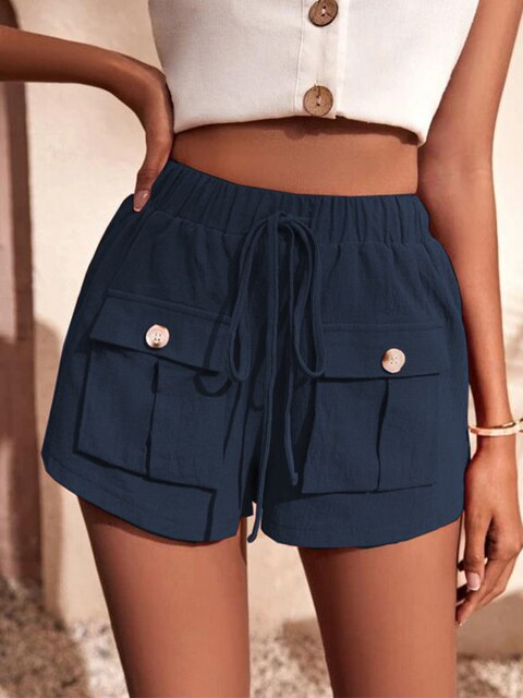 Levoire | Shorts Cargo Décontractés Avec Taille Élastique Bleu marine