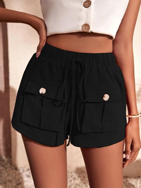 Levoire | Shorts Cargo Décontractés Avec Taille Élastique Noir