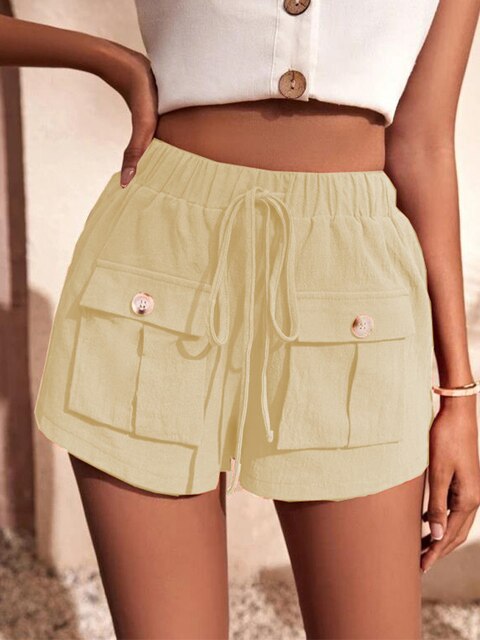 Levoire | Shorts Cargo Décontractés Avec Taille Élastique abricot