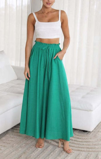 Levoire | Pantalon Élégant À Jambes Larges Стиль Turquoise