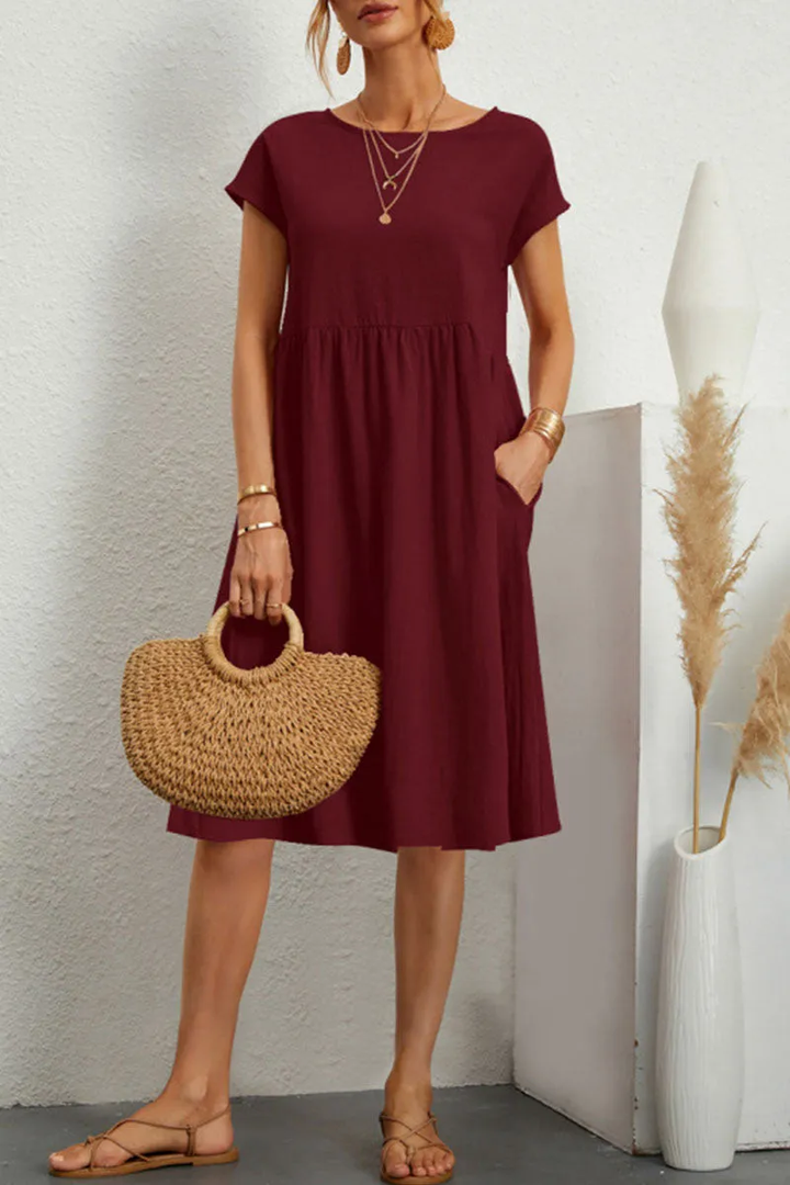 Levoire | Robe D'Été Décontractée Mi-Longue Pour Femmes Bourgogne