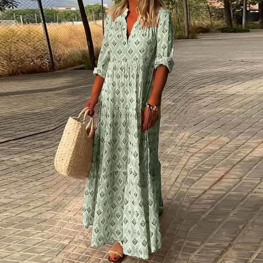 Levoire | Robe Maxi Style Boho Pour Femmes Vert