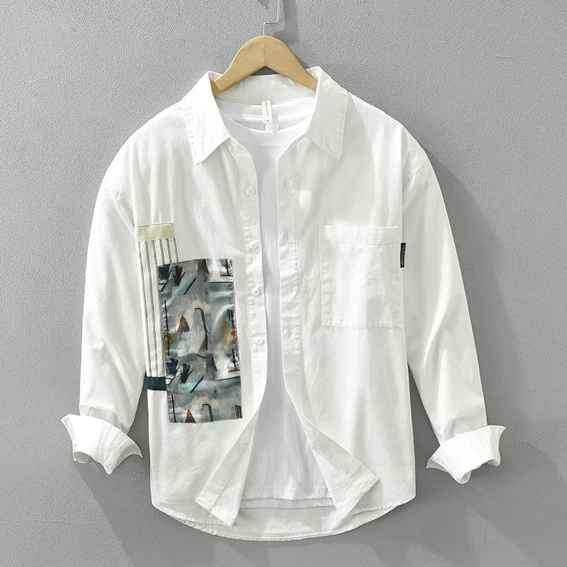Levoire | Chemise À Patchwork Decontractee Elegant Hommes Blanc
