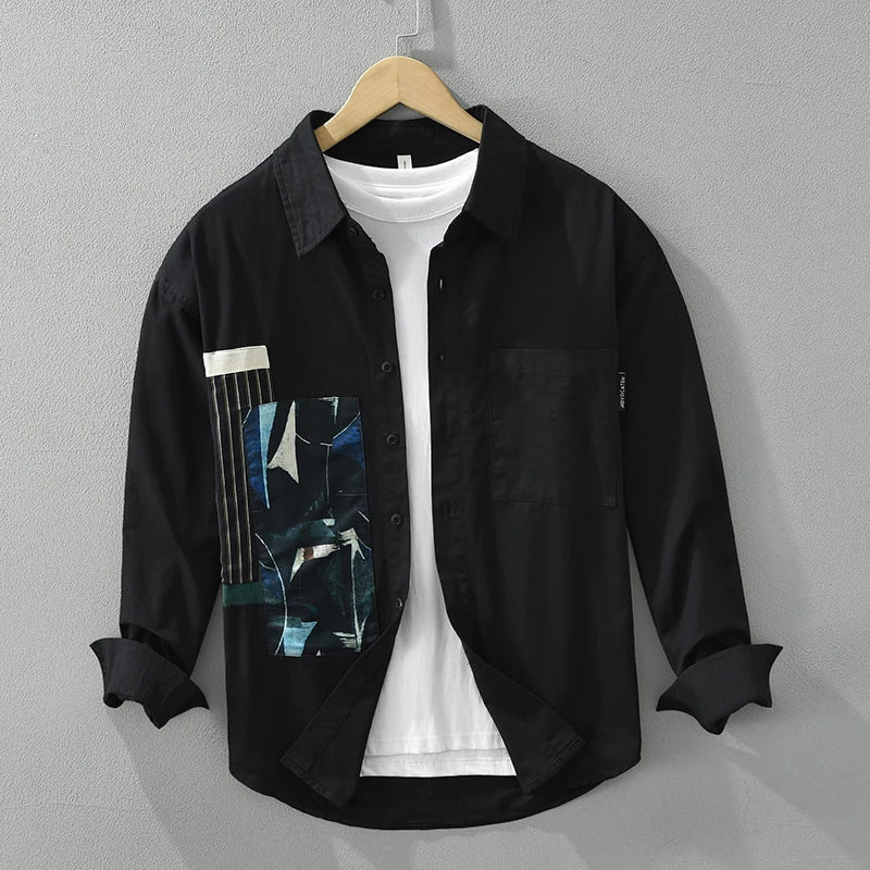 Levoire | Chemise À Patchwork Decontractee Elegant Hommes Noir