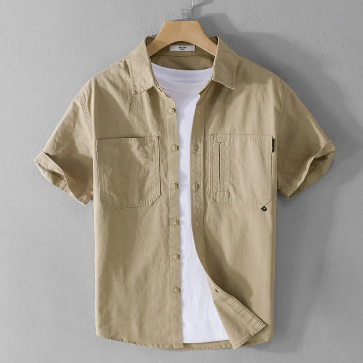 Levoire | Chemise D'Ete Unie Decontractee Hommes Khaki