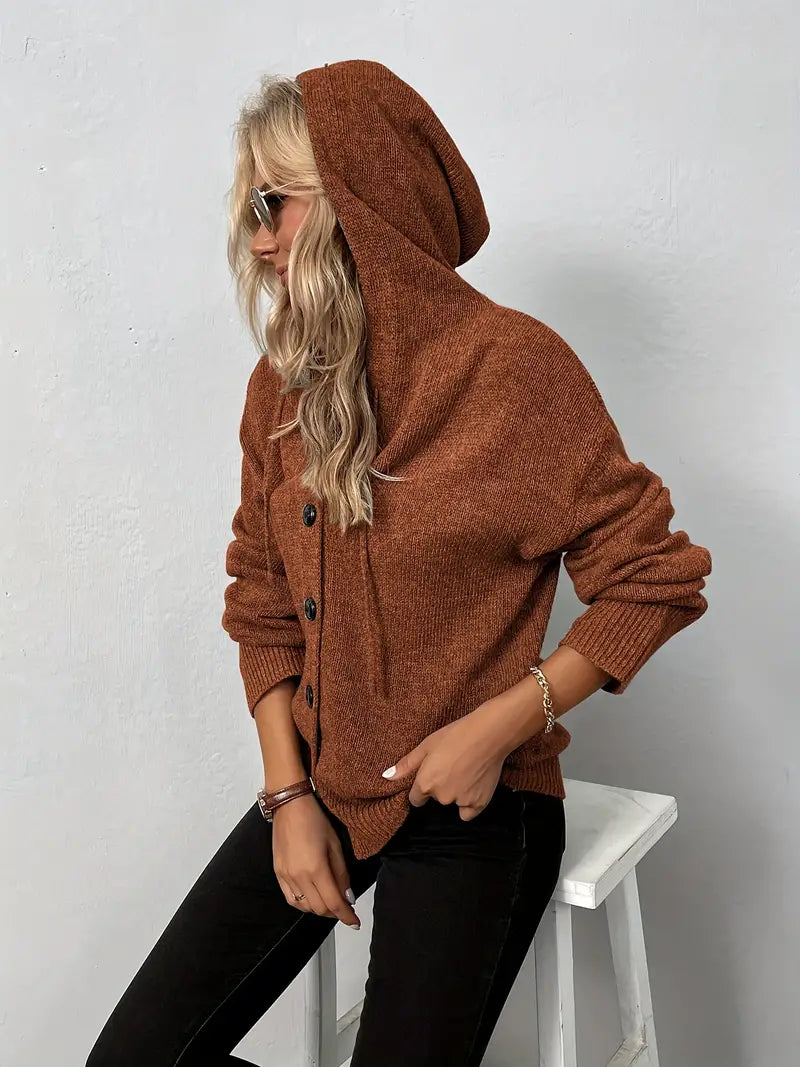 Levoire | Longue, Décontractée Manteau En Tricot Avec Boutons Pour Femme