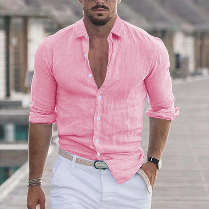 Levoire | Chemise En Lin Pour Hommes rose clair