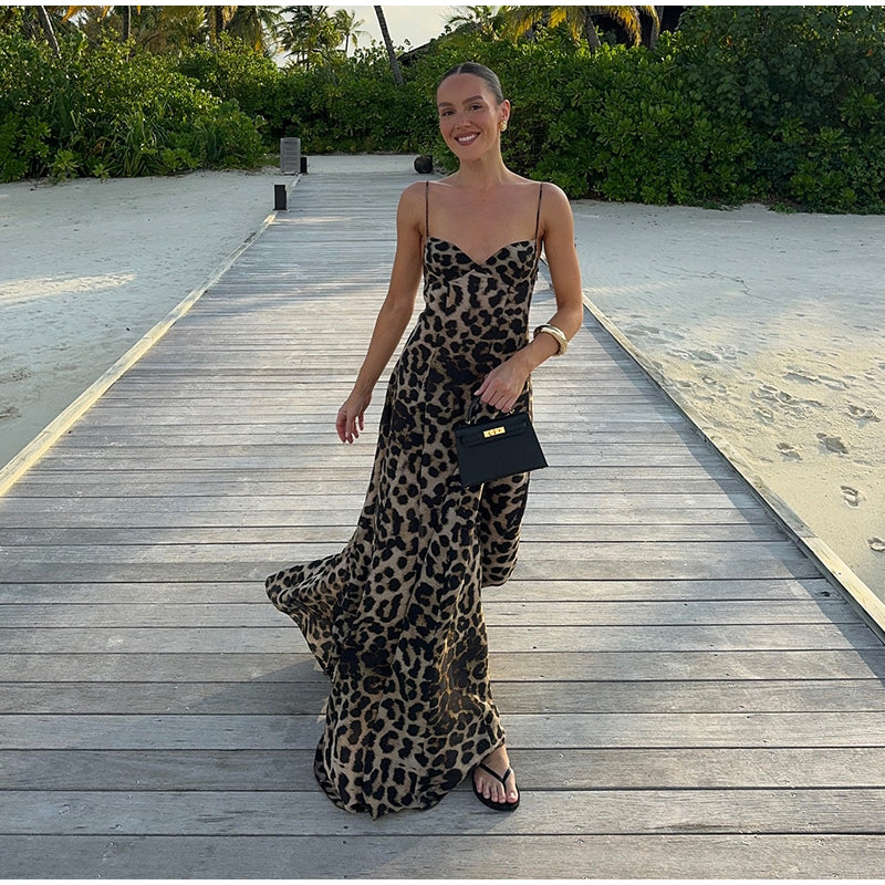 Levoire | Robe Maxi Imprimé Léopard Vintage Pour Femmes
