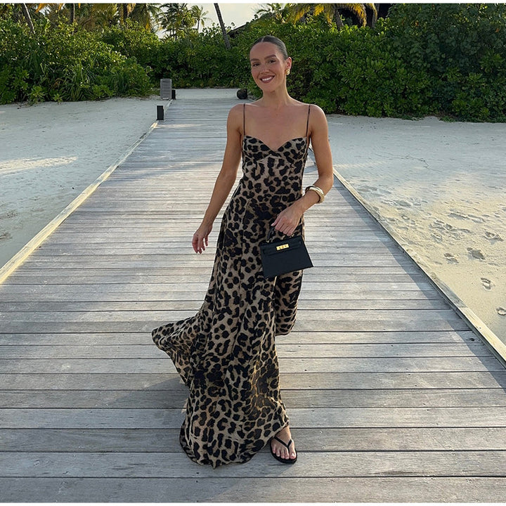 Levoire | Robe Maxi Imprimé Léopard Vintage Pour Femmes