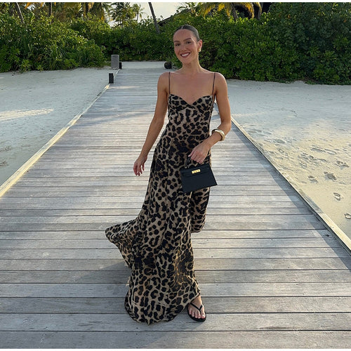 Levoire | Robe Maxi Imprimé Léopard Vintage Pour Femmes