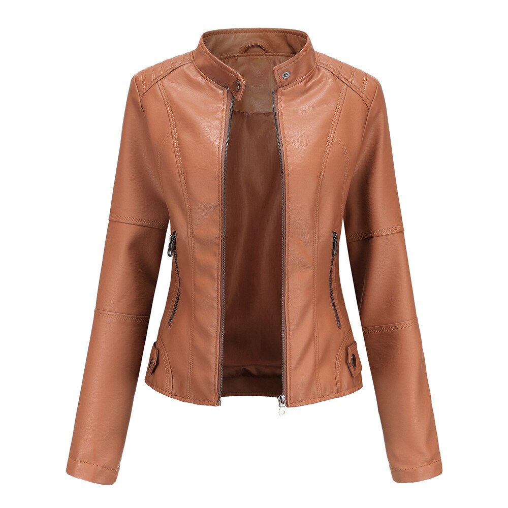 Levoire Veste en cuir pour femmes avec Mao Kamel