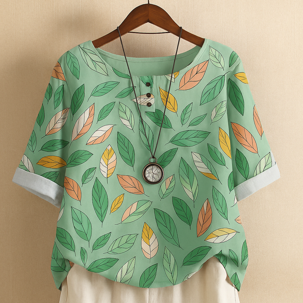 Levoire | Blouse Pour Dames Imprimee Confortable Puur Vert