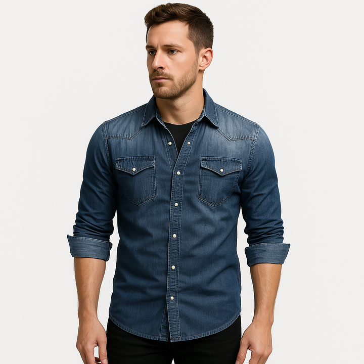 Levoire | Chemise Denim Décontractée Homme Bleu foncé