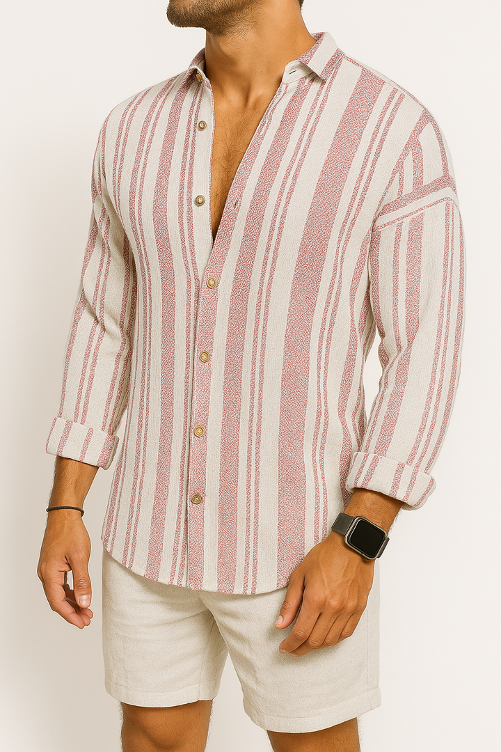 Levoire | Chemise Lin Rayée Été Vacances Rosa