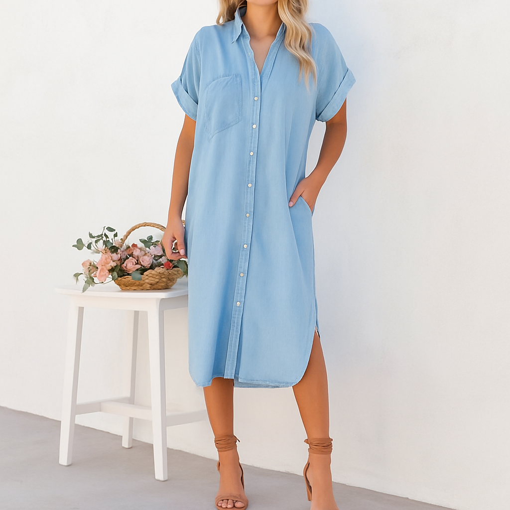 Levoire | Robe Denim Boutonnée Printemps Été bleu